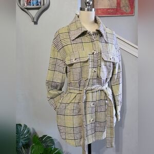 Line And Dot Plaid Jacket Green Size Medium NWT